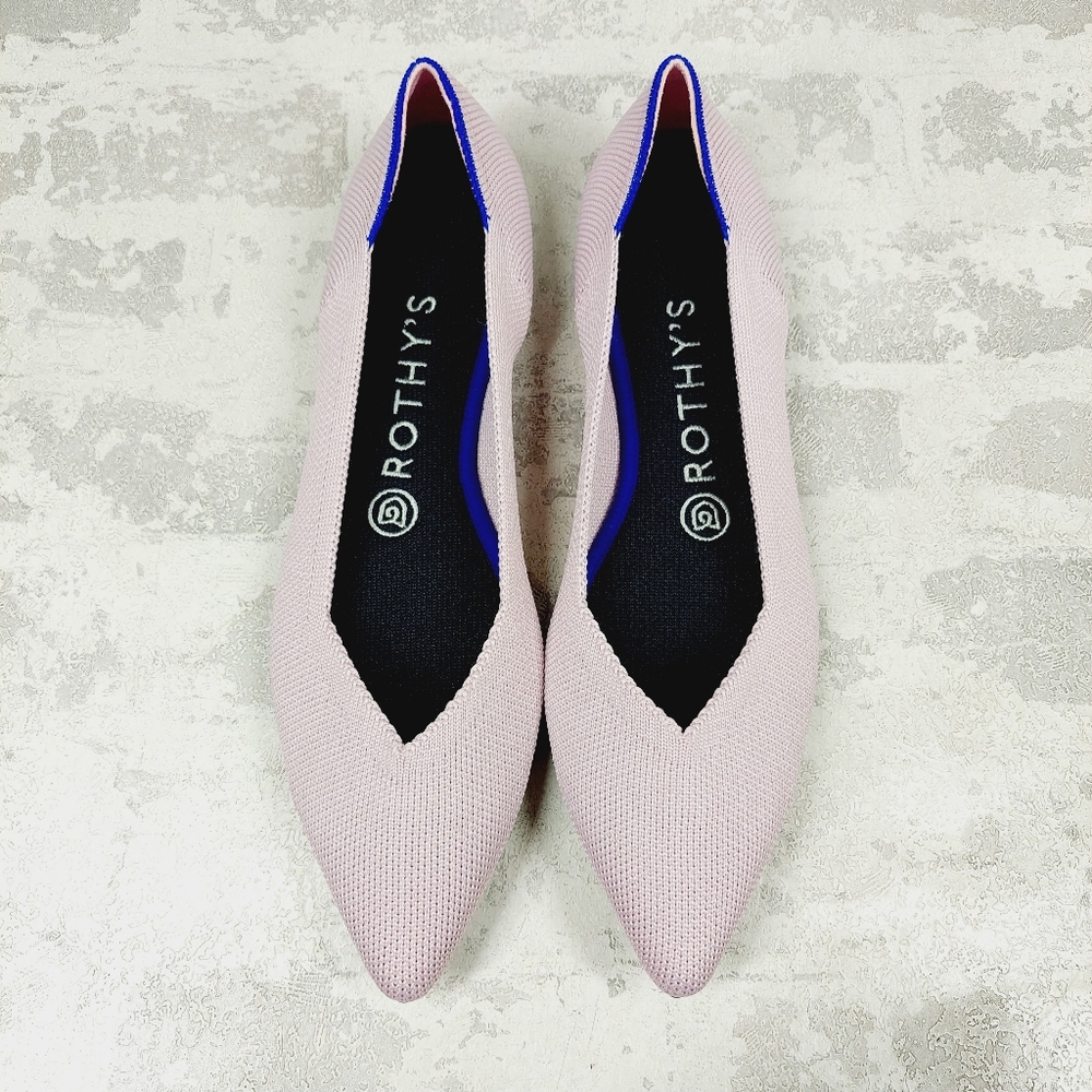 New Rothy's The Flat Pink Knit Pointy Toe Slip On Loafers W27 - Picture 6 of 9